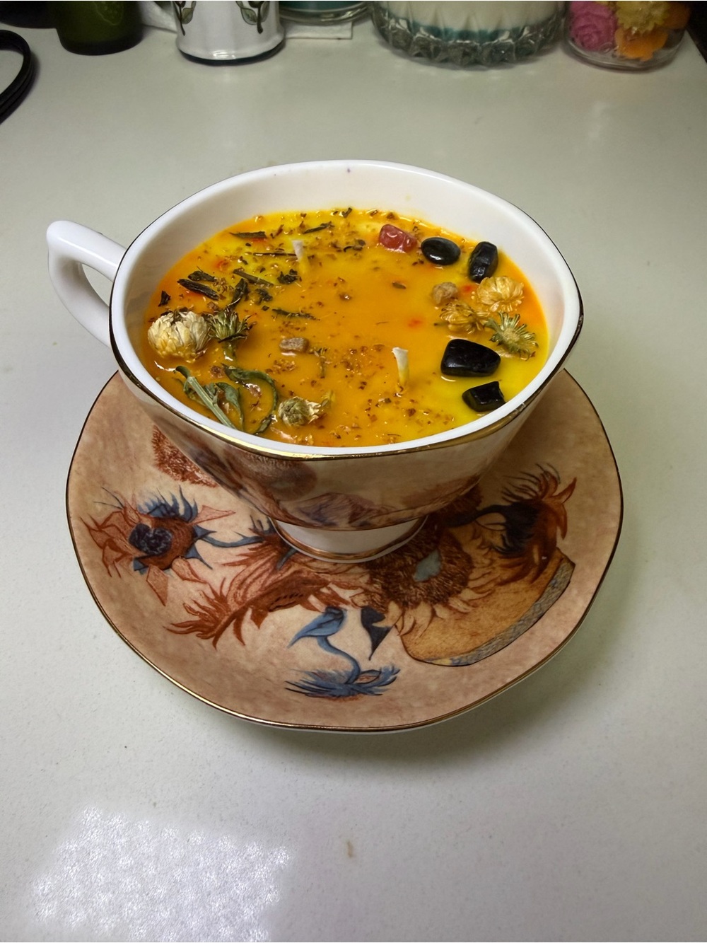 “Sun Days” 5oz Lily Scented Handcrafted Soy Candle Teacup Set